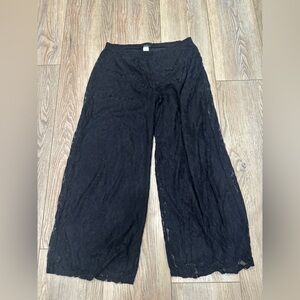 Agenda. Black Lace Wide Leg Pants. Size PXL